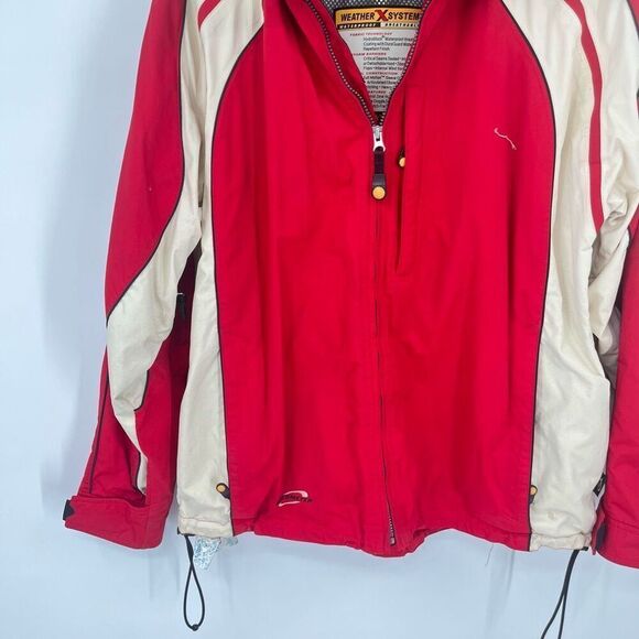 Obermeyer Ski Jacket Insulated Snowboard Hooded Full Zip Red Cream Mens Large - Picture 4 of 11